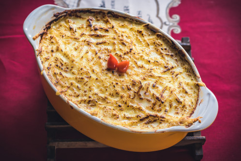 Escondidinho de carne-seca com requeijão tipo Catupiry