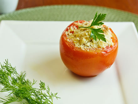 Tomate Assado com Ricota e Atum